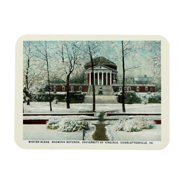 Winter Scene, Charlottesville VA, Vintage Style Magnet (Horizontal)