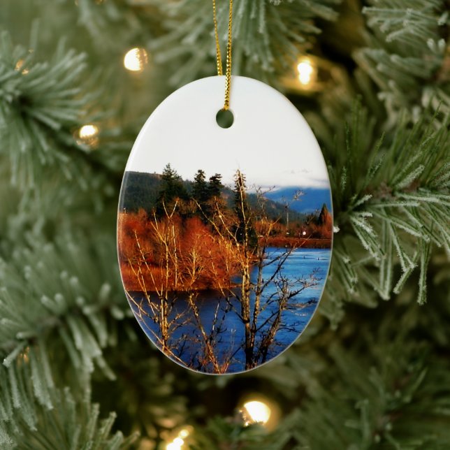 Winter Scene Columbia Gorge Ceramic Tree Decoration (Tree)