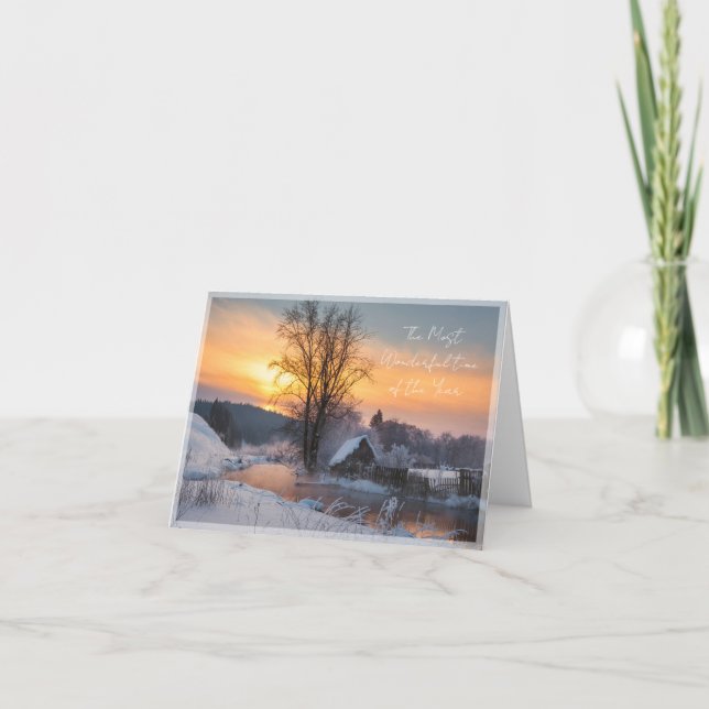 Winter scene custom Christmas Holiday Card (Front)