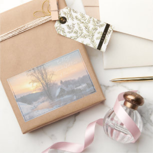 Winter scene custom Christmas Holiday  Rectangular Sticker