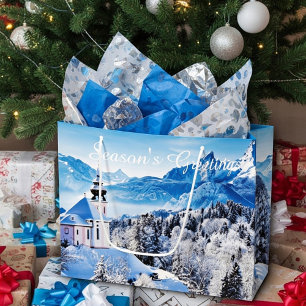 Winter scene custom large gift bag