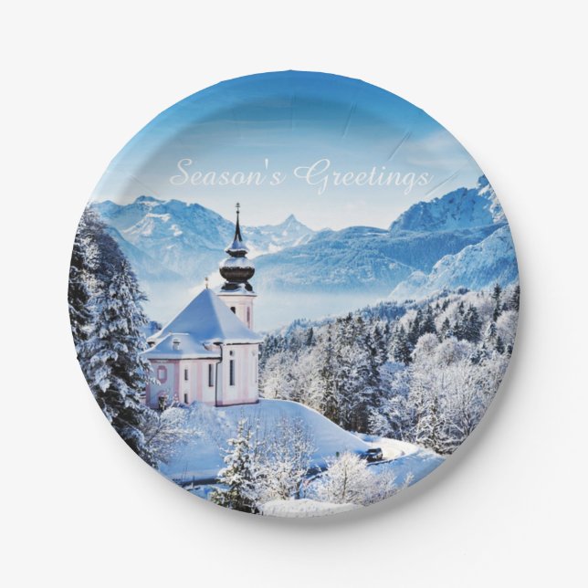 Winter scene custom  paper plate (Front)
