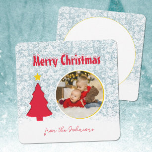 Winter Scene Family Photo Christmas Greeting Holiday Card