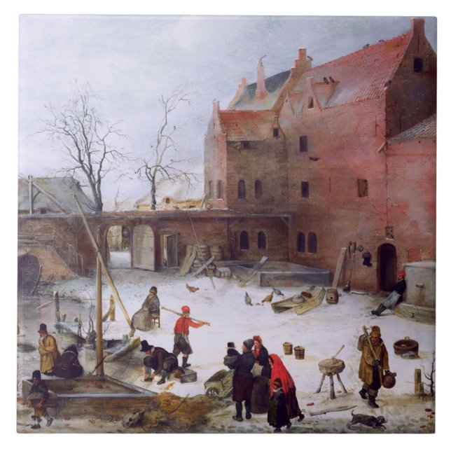 Winter Scene. Fine Art Christmas Gift Tile (Front)