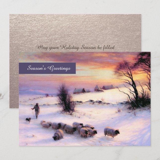 Winter Scene Fine Art Custom Flat Christmas Cards (Front/Back)