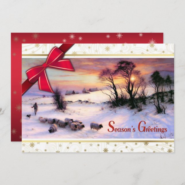Winter Scene Fine Art Custom Flat Christmas Cards (Front/Back)