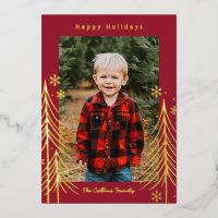 Winter Scene Foil Holiday Card Christmas Card
