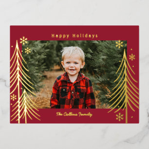 Winter Scene Foil Holiday Postcard Family Reunion