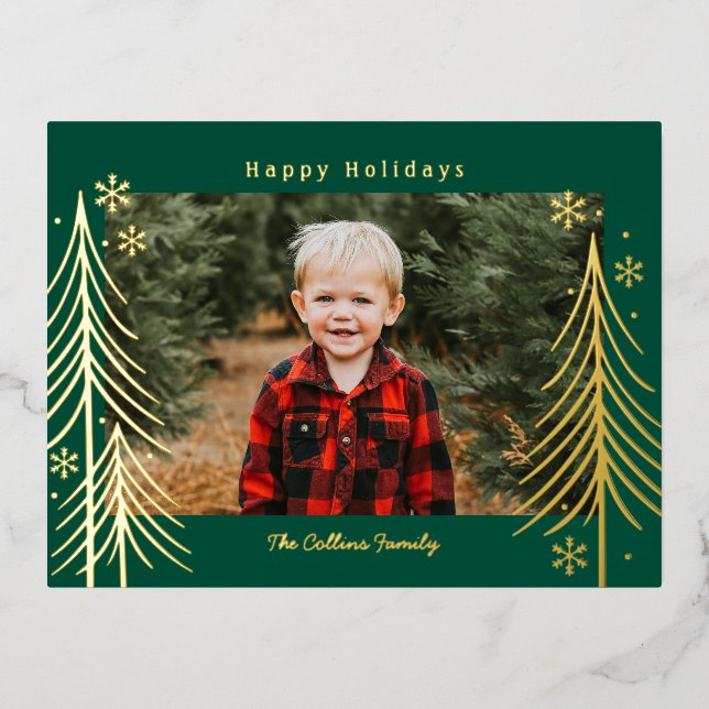 Winter Scene Foil Holiday Postcard Family Reunion (Front)