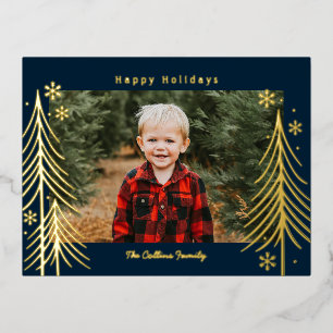 Winter Scene Foil Holiday Postcard Family Reunion