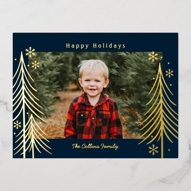 Winter Scene Foil Holiday Postcard Family Reunion (Front)