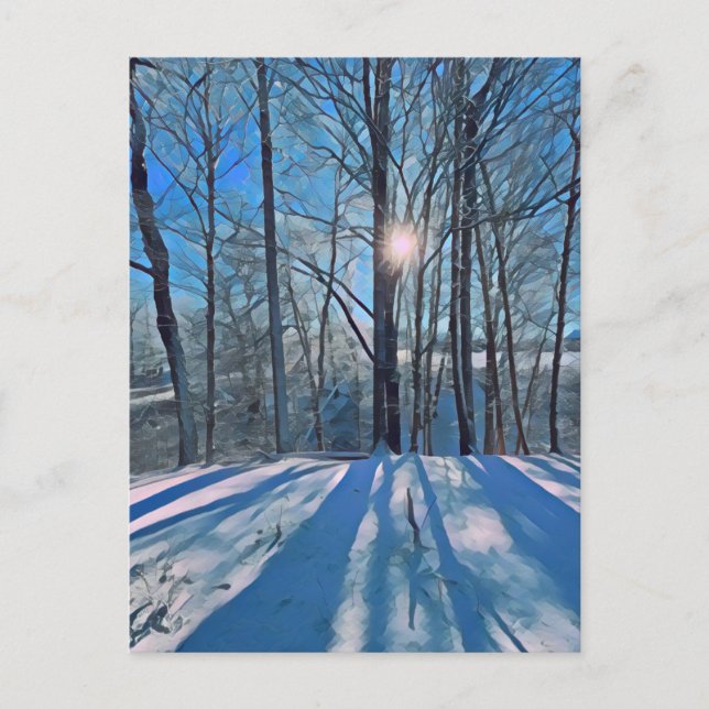 Winter Scene Forest with Snow Landscape Postcard (Front)
