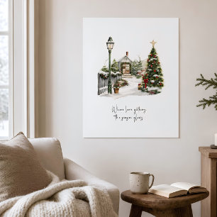 Winter Scene Greenery Pine Christmas Trees Poster