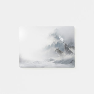 Winter Scene Howling Wolf and Mate Post-it Notes
