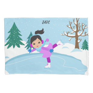 Winter scene Ice Skating personalised Pillow Case