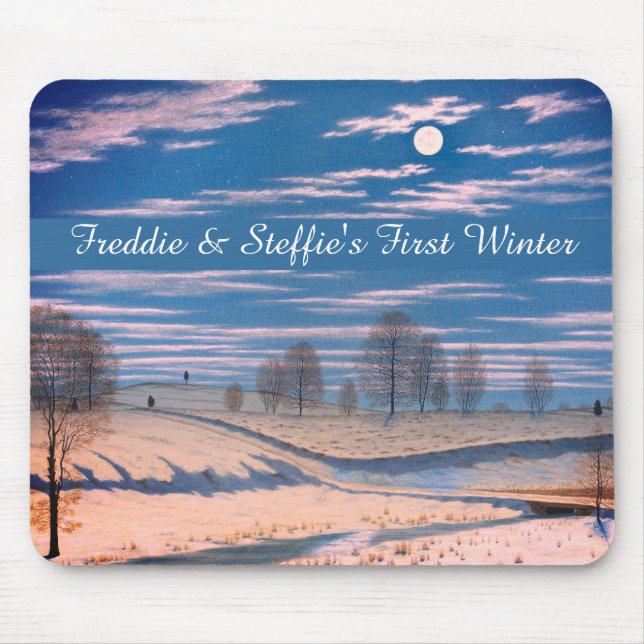 Winter Scene in Moonlight by Farrer: Mouse Mat (Front)