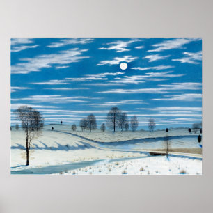 Winter Scene in Moonlight by Henry Farrer Poster
