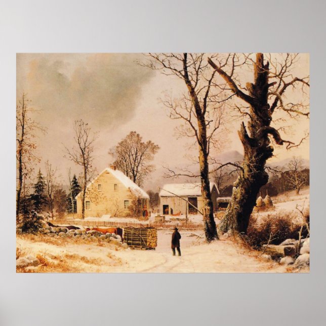Winter Scene in New England by Durrie Poster (Front)