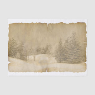 Winter Scene in Sepia and Parchment? Tissue Paper
