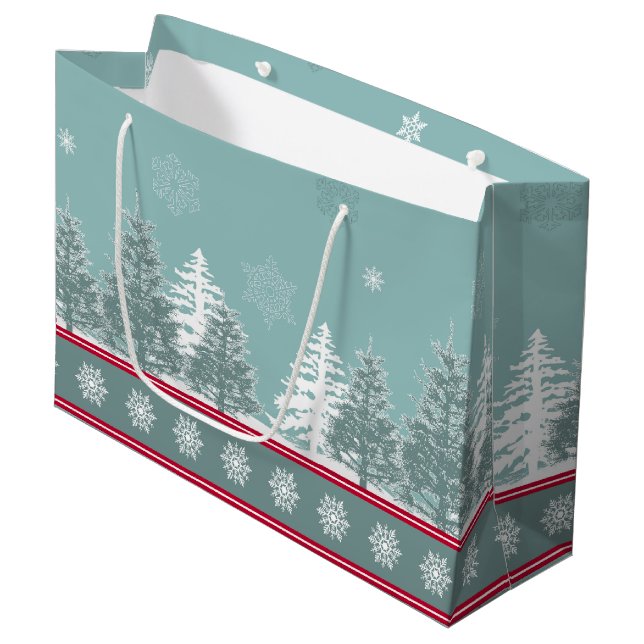 Winter scene large gift bag (Front Angled)