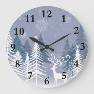 Winter Scene  (Large) Wall Clock
