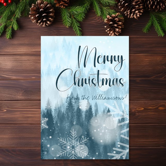 Winter Scene Luke 2:14 Glory To God Christmas Card (Glory To God Luke 2:14 Bible Verse Christmas Card)