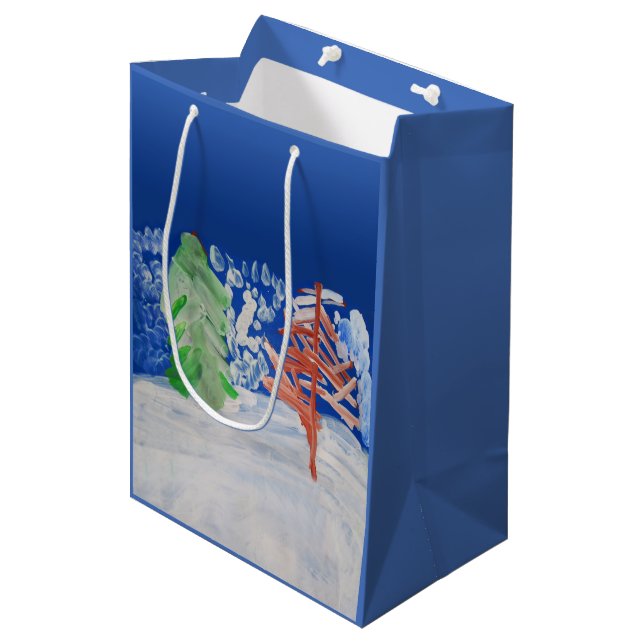 Winter Scene Medium Gift Bag (Front Angled)
