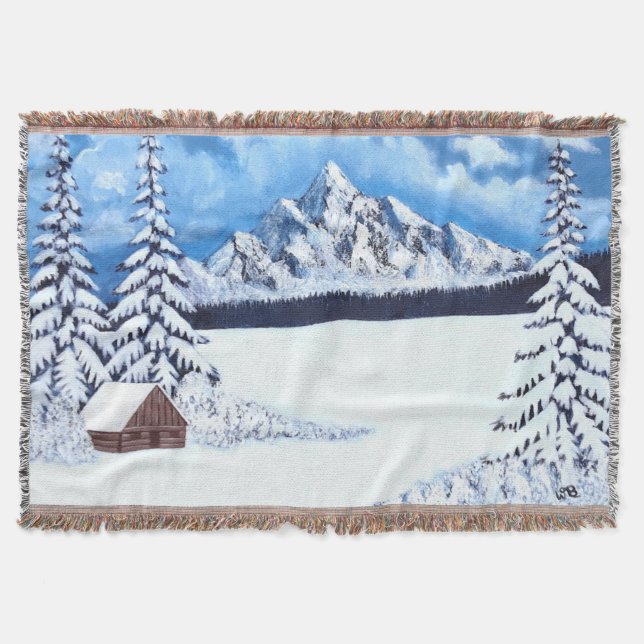 Winter Scene Medium Throw Blanket (Front)
