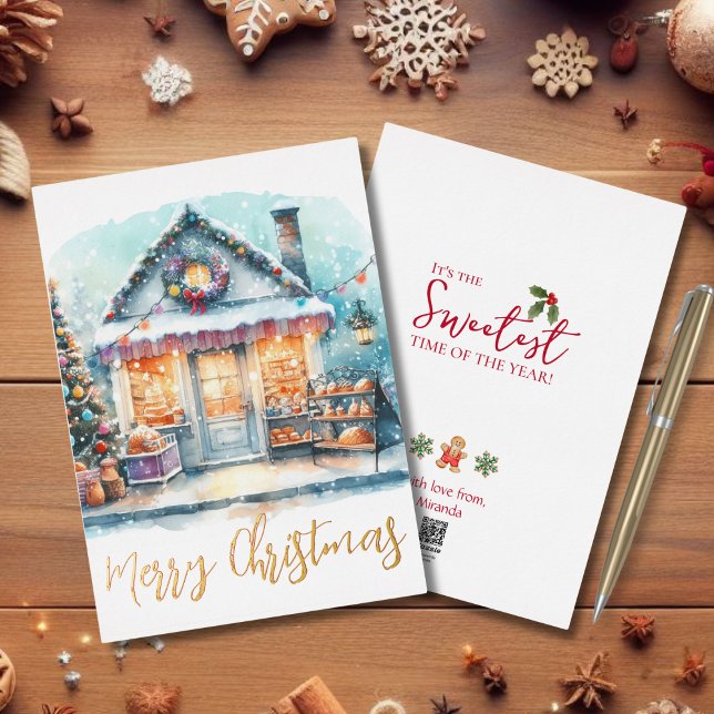 Winter Scene Merry Christmas Gold Foil Holiday Card (Creator Uploaded)