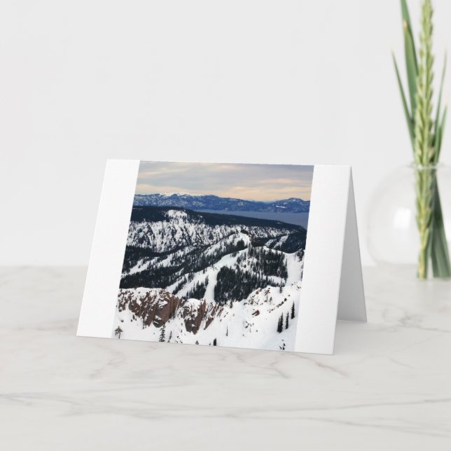 Winter Scene Mountain Peaks Holiday Card (Front)