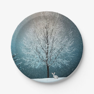 Winter Scene Paper Plate
