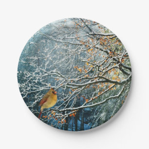 Winter Scene paper plates-Bird Design Paper Plate