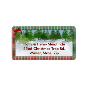 "Winter Scene"/Plaid Border Address Label