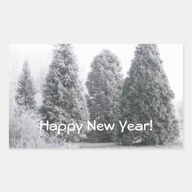 Winter scene rectangular sticker (Front)