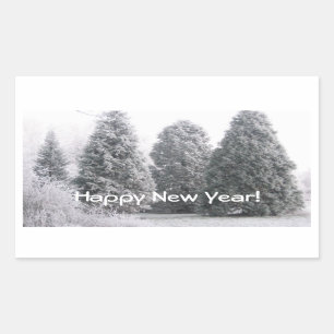 Winter scene rectangular sticker