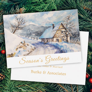 Winter Scene Season' Greetings Business Holiday Card