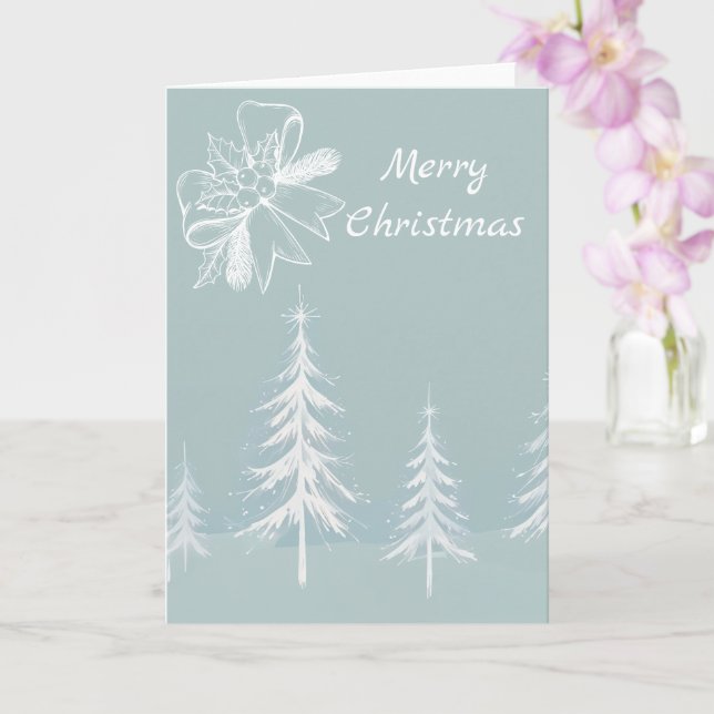 Winter Scene Snowy Forest Christmas  Card (Orchid)