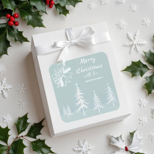 Winter Scene Snowy Forest Christmas  Square Sticker