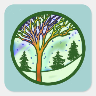 WINTER SCENE SQUARE STICKER