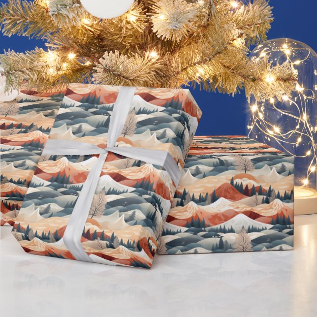  Winter Scene Trees Mountains Snow  Wrapping Paper (Holidays)