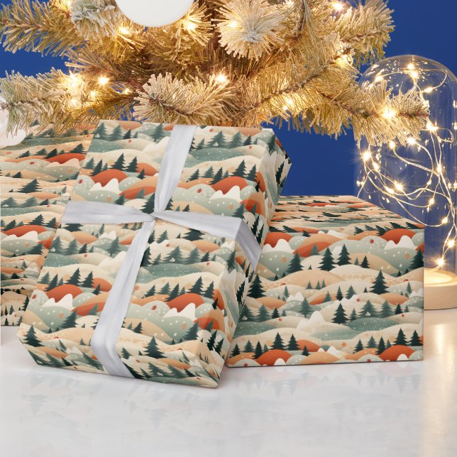 Winter Scene Trees Mountains Snow  Wrapping Paper (Holidays)