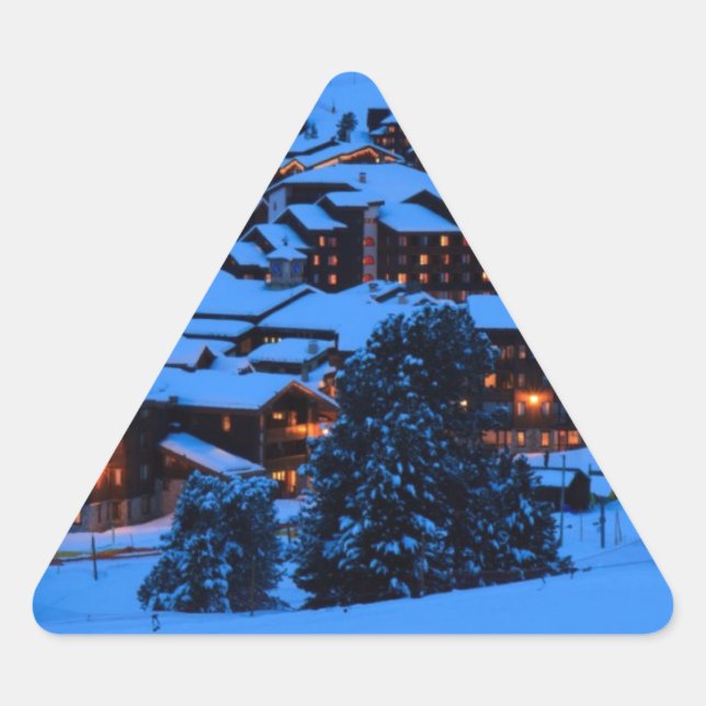 Winter Scene Triangle Sticker (Front)
