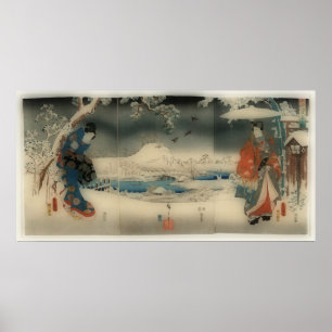 winter scene -vintage Japanese art Poster