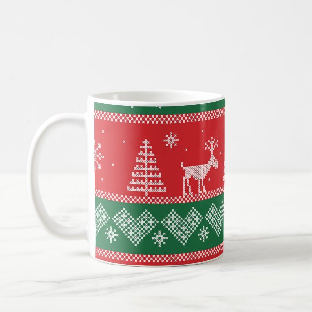 Winter scene: vintage seamless pattern coffee mug (Left)