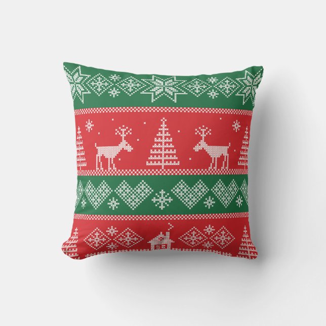 Winter scene: vintage seamless pattern cushion (Front)
