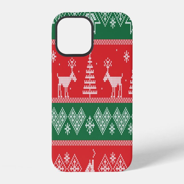 Winter scene: vintage seamless pattern iPhone case (Back)