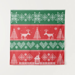 Winter scene: vintage seamless pattern tapestry