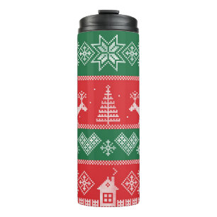 Winter scene: vintage seamless pattern thermal tumbler