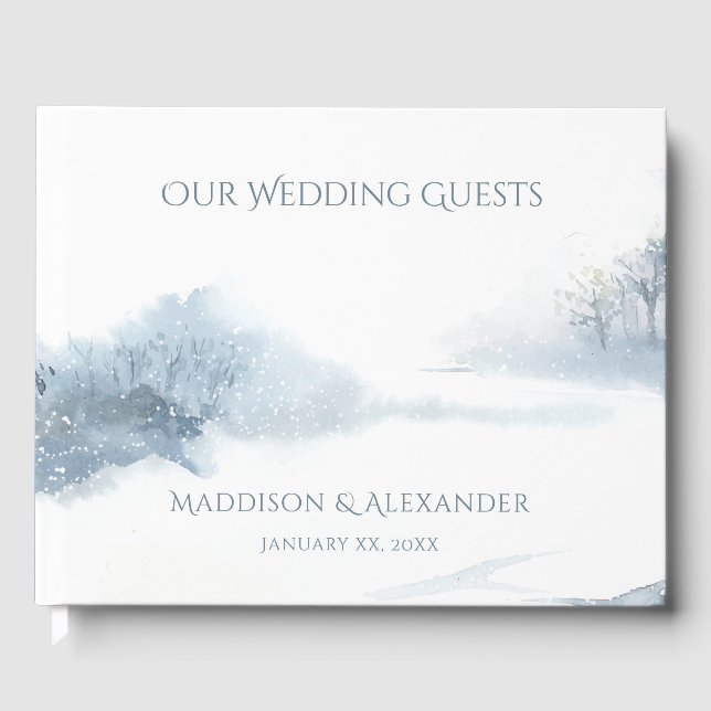 Winter Scene Wedding Guest Book (Front)