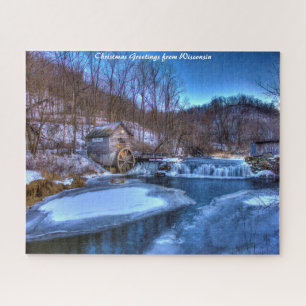 Winter Scene Wisconsin. Christmas Greetings Jigsaw Puzzle